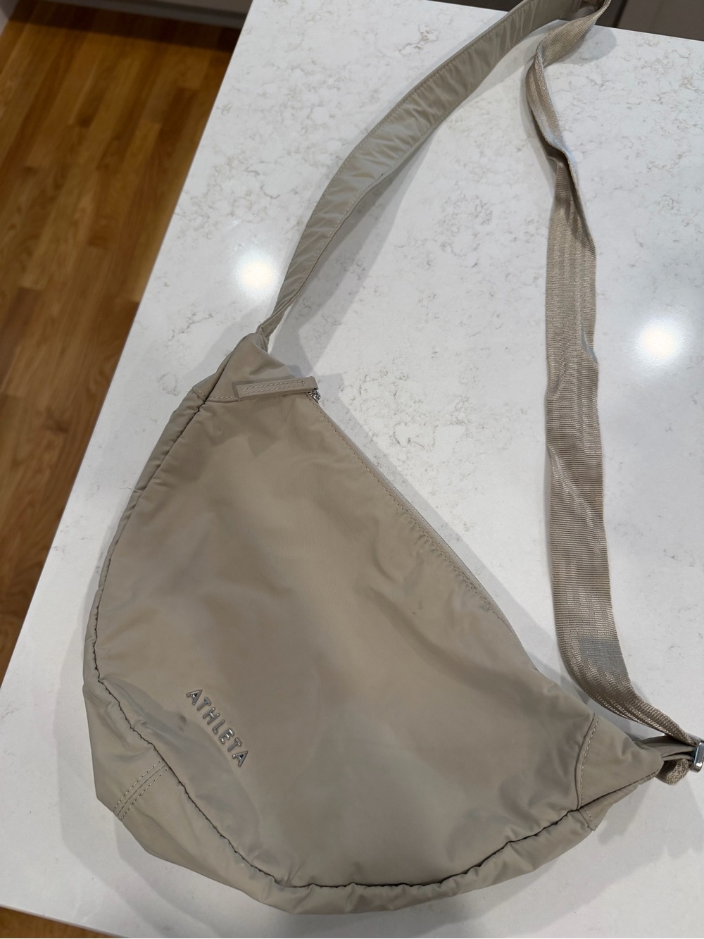 Athleta Taupe Crescent Crossbody Sling Bag
